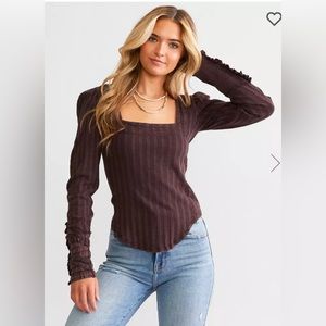 NWT Free People Could I Love You More Top in Espresso Bean/Cocoa